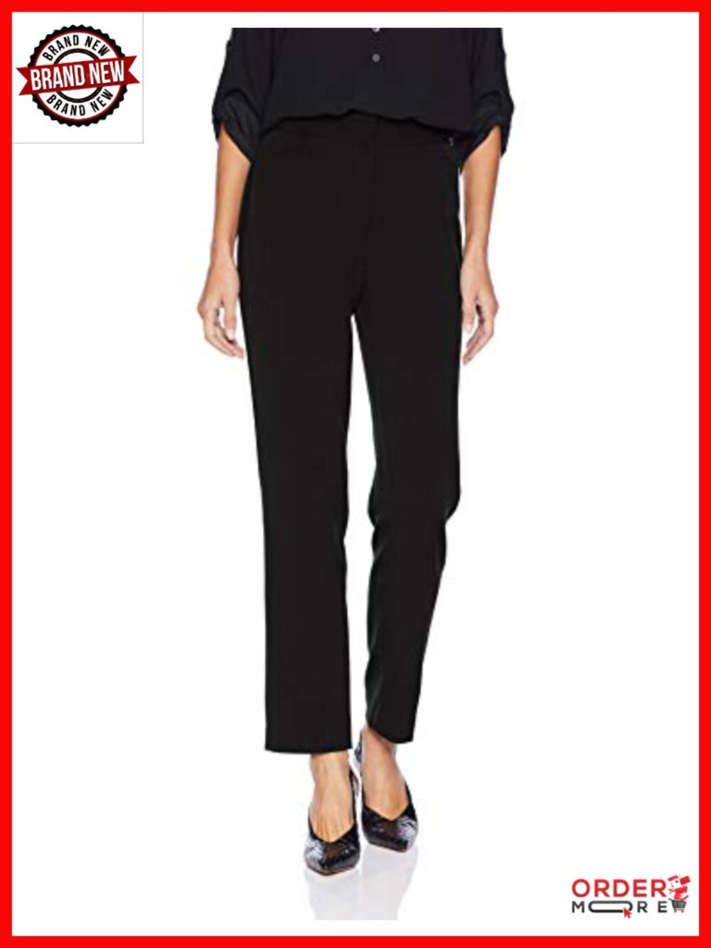 Petite Curvy Fit Gabardine Stretch Dress Pants Slim Leg Pull-On Trousers